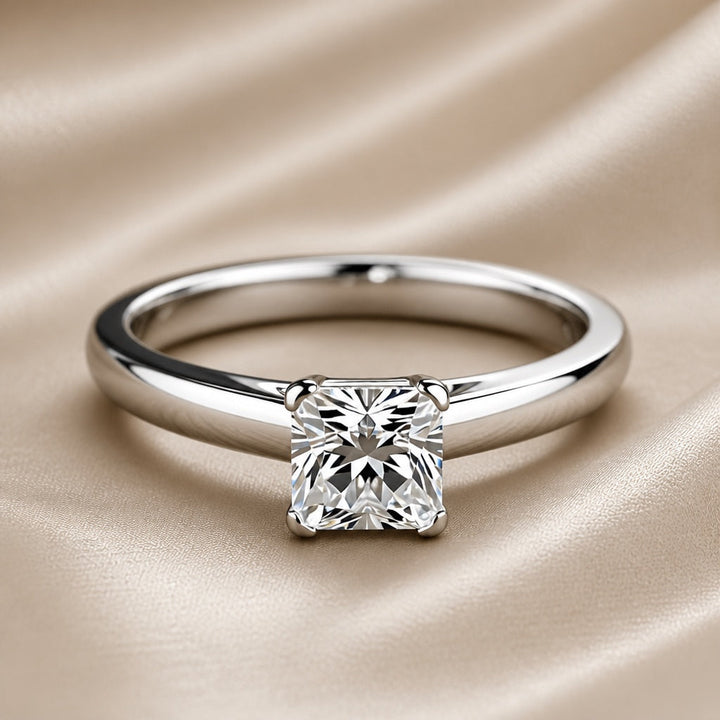 White Gold Square Crystal Ring