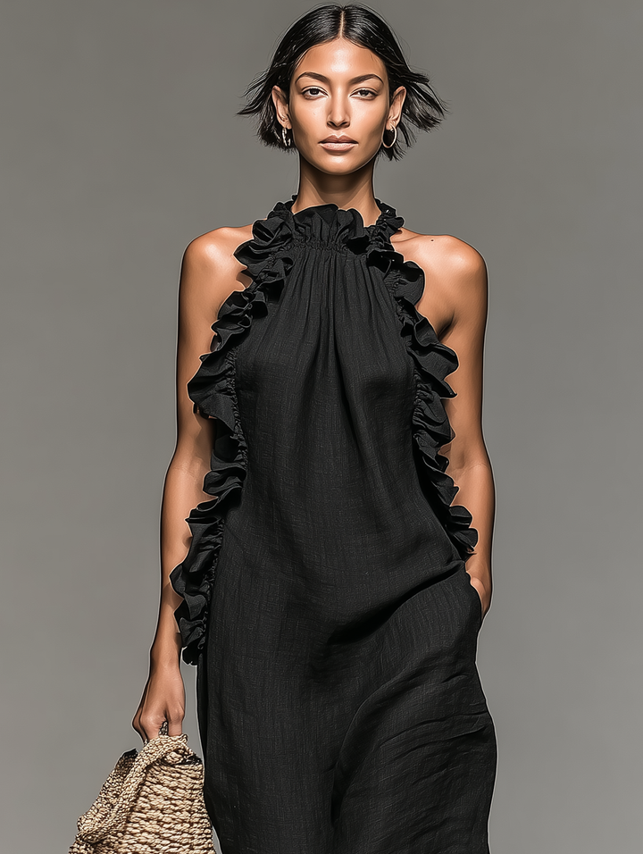 Fedra | Sleeveless Ruffle-Detail Maxi Dress