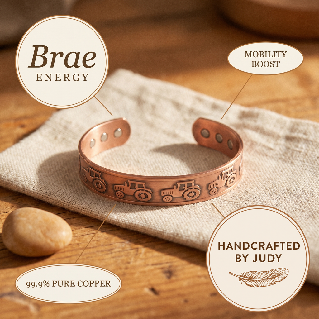 Nadia | Hand-Stamped Tractor-Motif Copper Cuff Bracelet