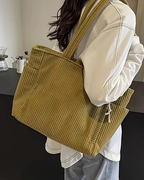 Evi– Ribbed Tote Bag with Cord Detail