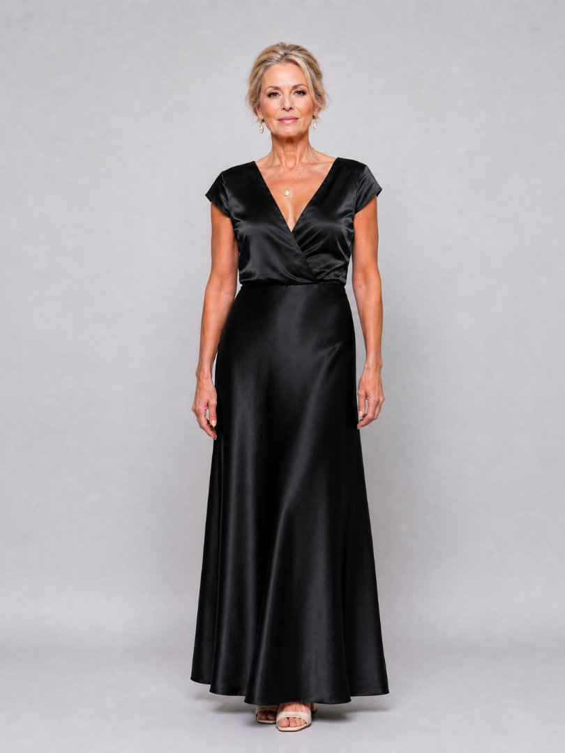 Vespera | Cap Sleeve Wrap Bodice Maxi Dress