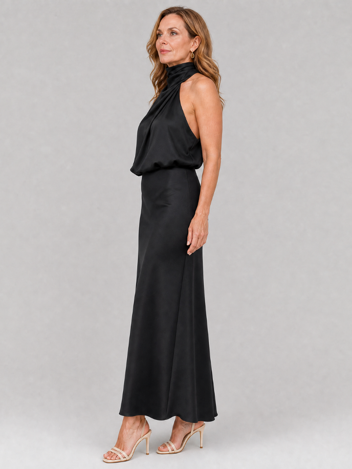 Amabel | Sleeveless Draped Neck Midi Dress