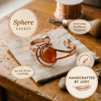 Carmen | Amber Stone Copper Orbital Cuff Bracelet