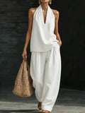 Martina | Long Fluid Suit with V-Neck