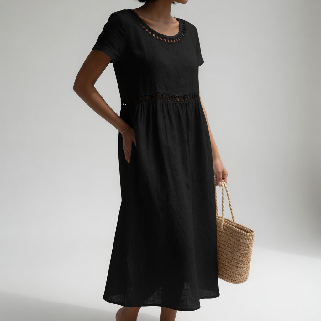 Rosalie | Embroidered Linen-Blend Dress