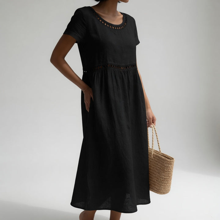 Rosalie | Embroidered Linen-Blend Dress