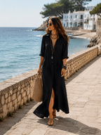 Sofia | Button-Front Bohemian Shirt Maxi Dress