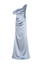 Dalia Off Shoulder Satin Maxi Dress - Frosted Blue