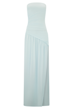Bex Strapless Slinky Maxi Dress With Split - Pale Blue