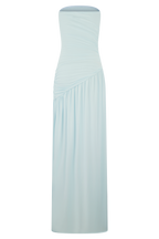 Bex Strapless Slinky Maxi Dress With Split - Pale Blue