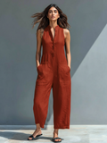 Vittoria | Minimalist Black Linen Jumpsuit