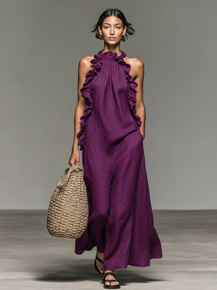Fedra | Sleeveless Ruffle-Detail Maxi Dress