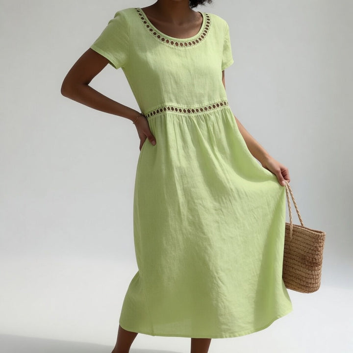 Rosalie | Embroidered Linen-Blend Dress