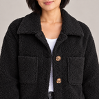 MOIRA™ - Relaxed Fit Fleece Jacket — Black — detail view