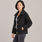 MOIRA™ - Relaxed Fit Fleece Jacket — Black — side view