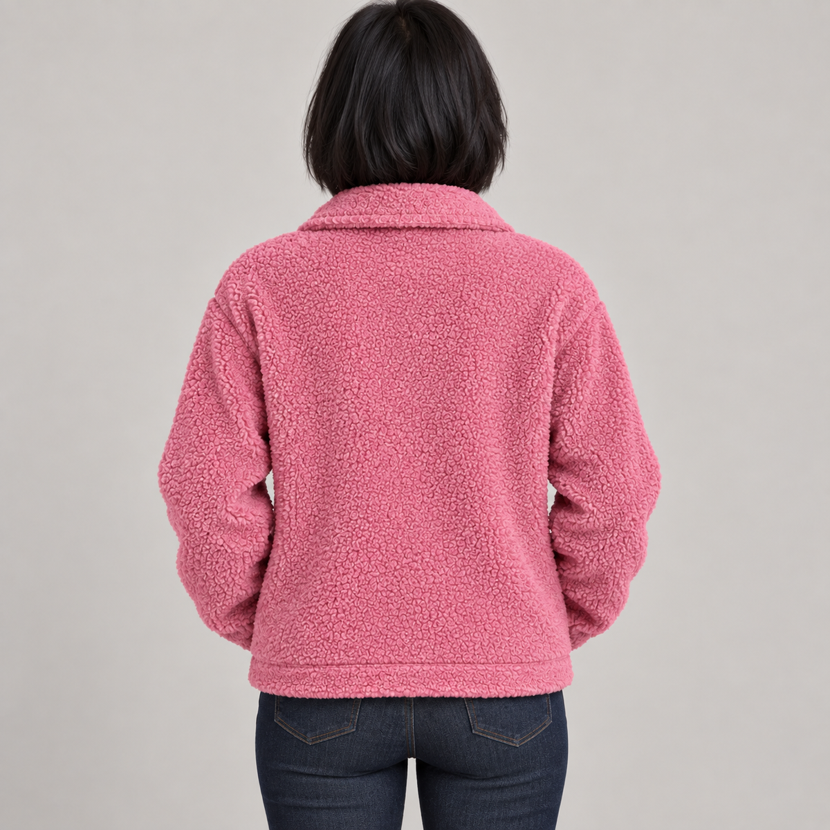 MOIRA™ - Relaxed Fit Fleece Jacket — Pink — back view
