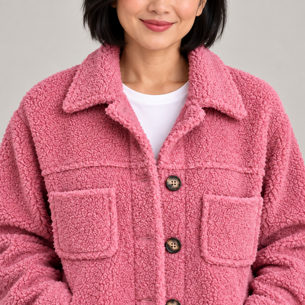 MOIRA™ - Relaxed Fit Fleece Jacket — Pink — detail view