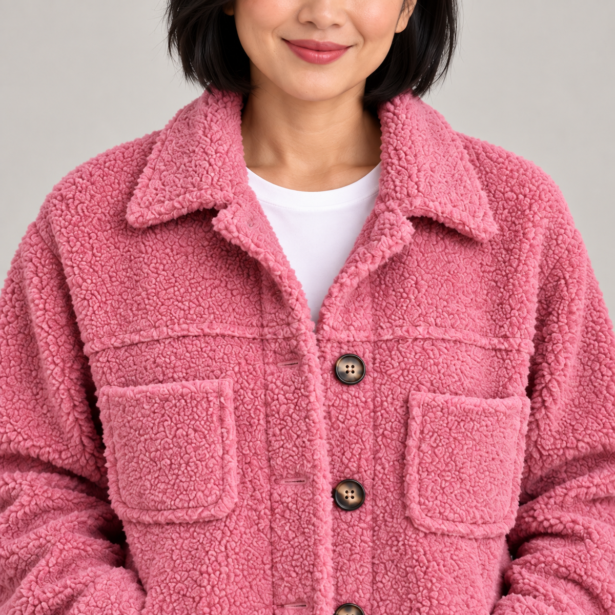MOIRA™ - Relaxed Fit Fleece Jacket — Pink — detail view
