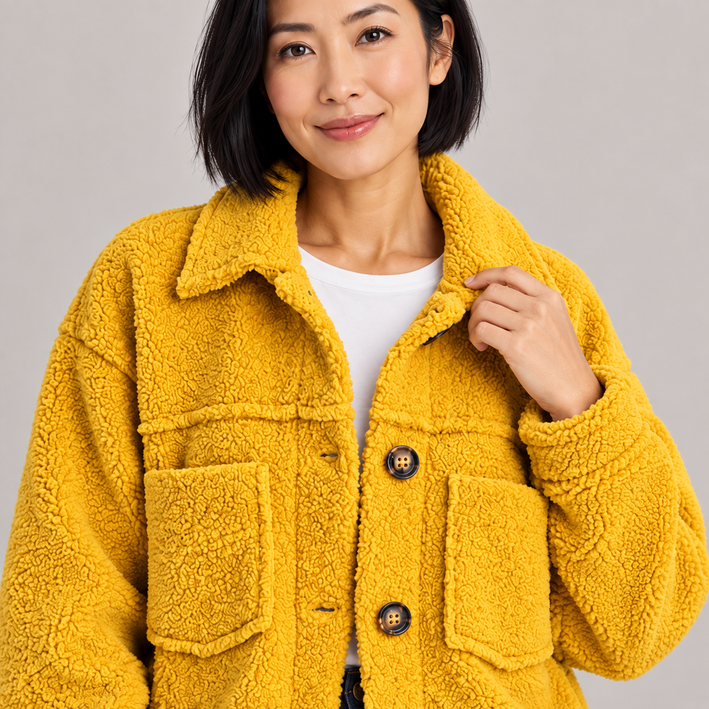 MOIRA™ - Relaxed Fit Fleece Jacket — Yellow — detail view
