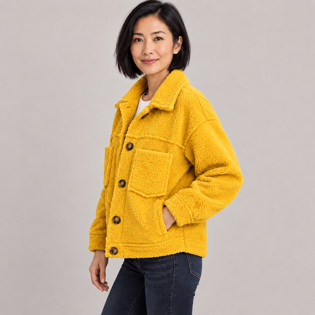 MOIRA™ - Relaxed Fit Fleece Jacket — Yellow — side view