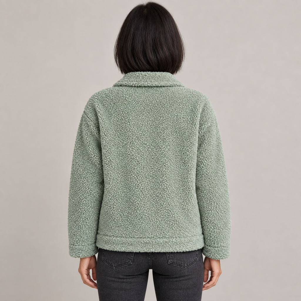 MOIRA™ - Relaxed Fit Fleece Jacket — green — back view