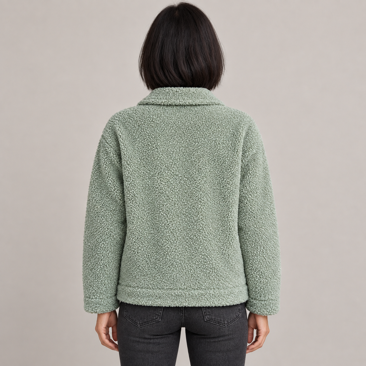 MOIRA™ - Relaxed Fit Fleece Jacket — green — back view