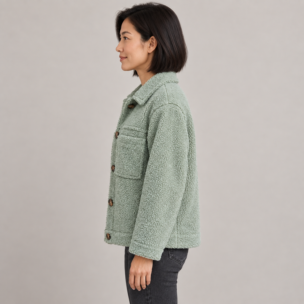 MOIRA™ - Relaxed Fit Fleece Jacket — green — side view