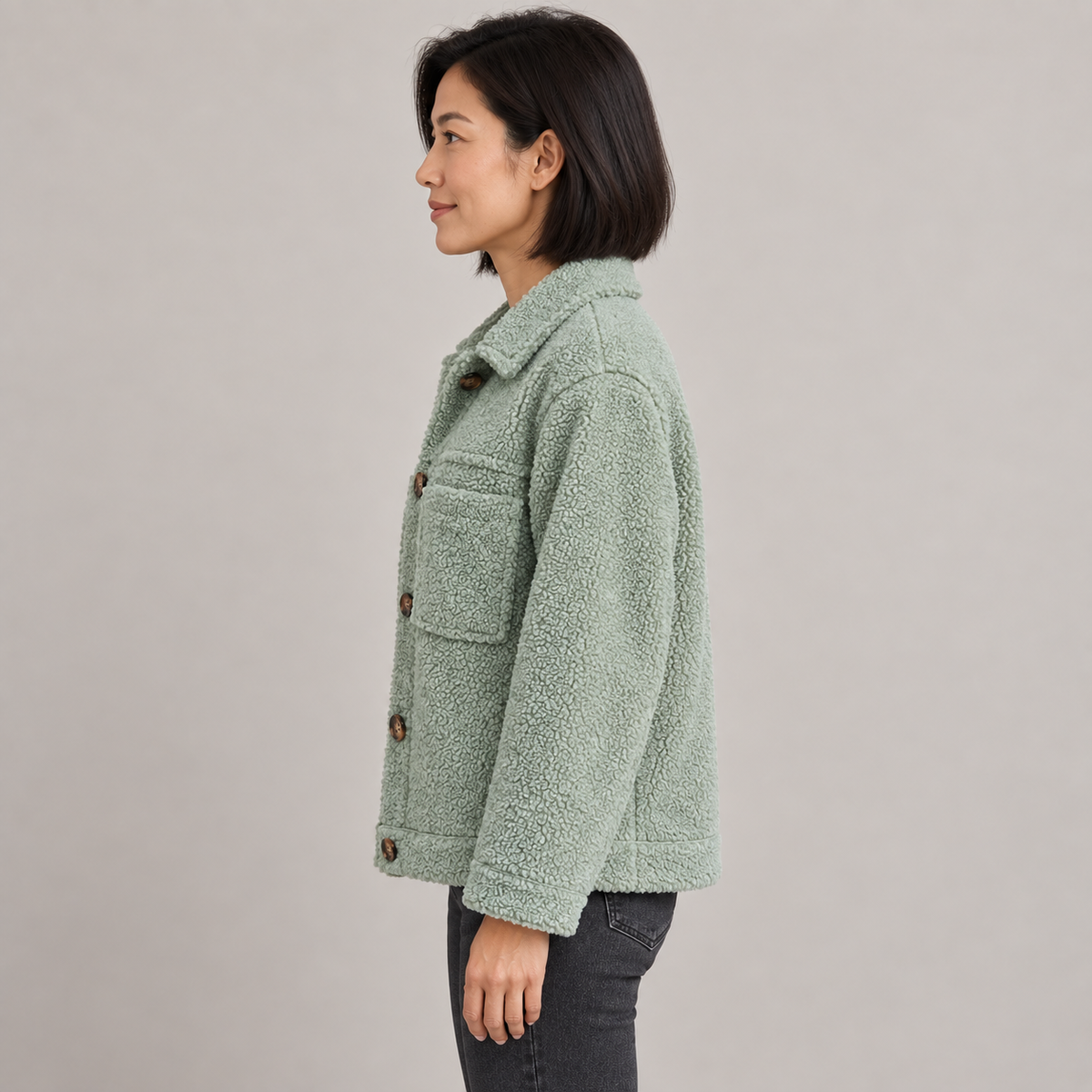 MOIRA™ - Relaxed Fit Fleece Jacket — green — side view