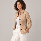 Kelley | Lightweight Quilted Jacket — Beige — side view
