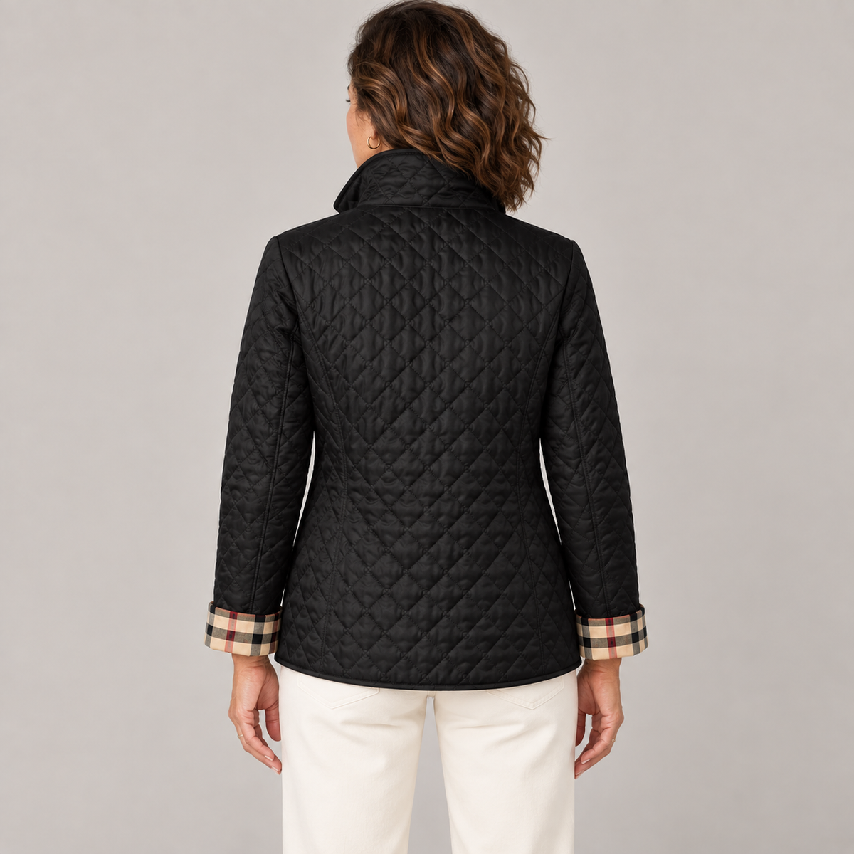 Kelley | Lightweight Quilted Jacket — Black — back view