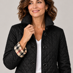 Kelley | Lightweight Quilted Jacket — Black — detail view