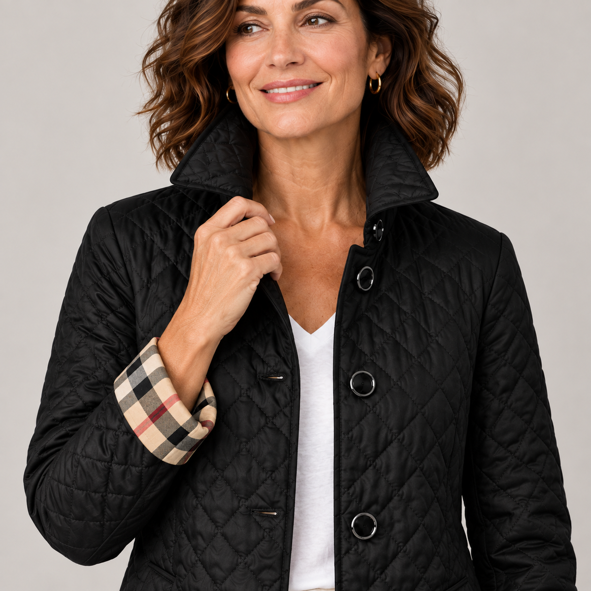 Kelley | Lightweight Quilted Jacket — Black — detail view