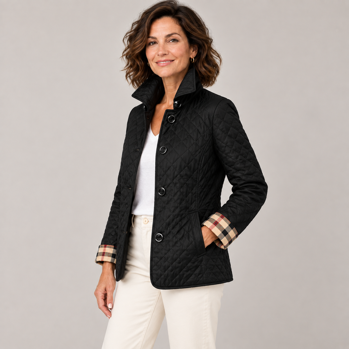 Kelley | Lightweight Quilted Jacket — Black — side view