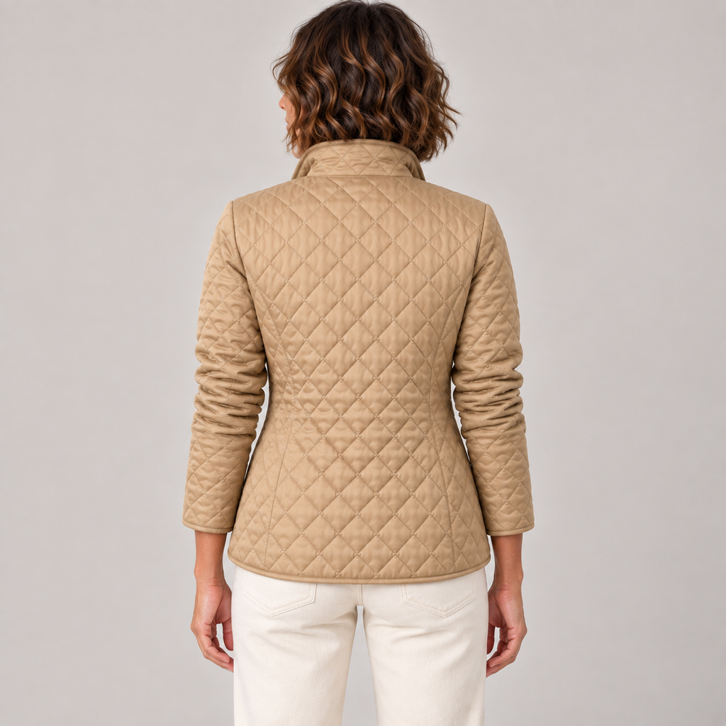 Kelley | Lightweight Quilted Jacket — Khaki — back view