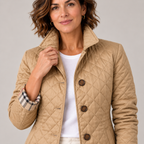 Kelley | Lightweight Quilted Jacket — Khaki — detail view