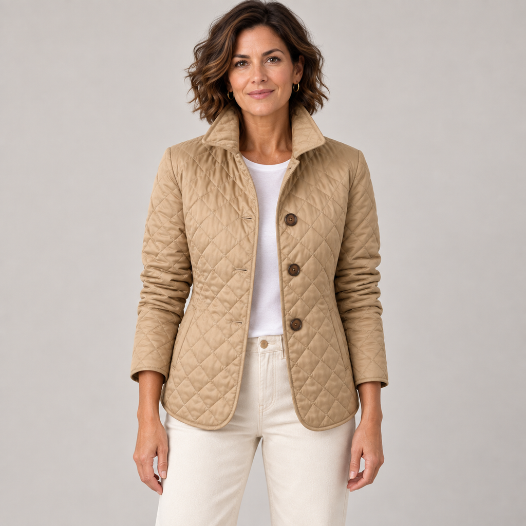 Kelley | Lightweight Quilted Jacket — Khaki — front view