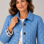 Kelley | Lightweight Quilted Jacket — Light Blue — detail view