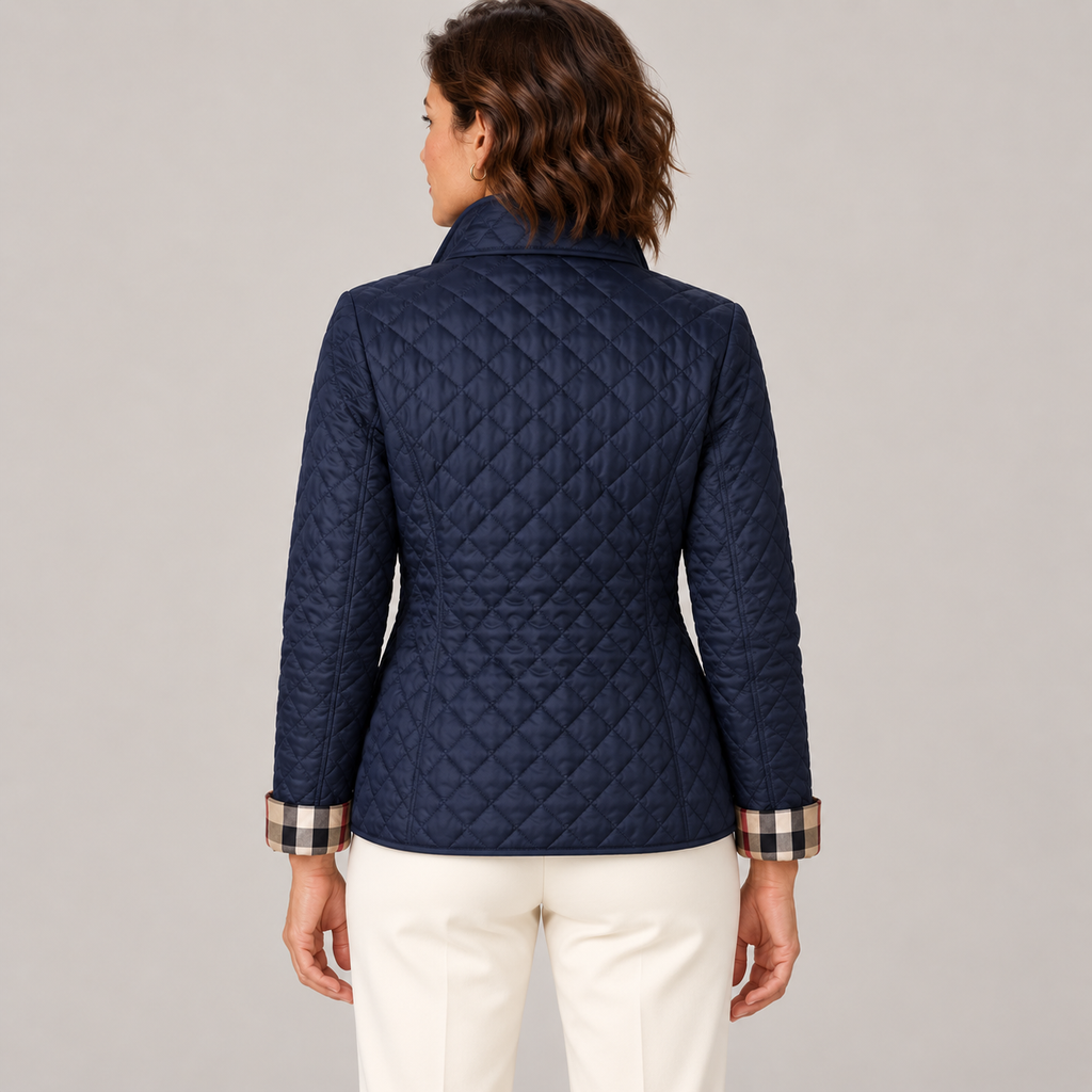 Kelley | Lightweight Quilted Jacket — Navy Blue — back view