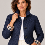 Kelley | Lightweight Quilted Jacket — Navy Blue — detail view