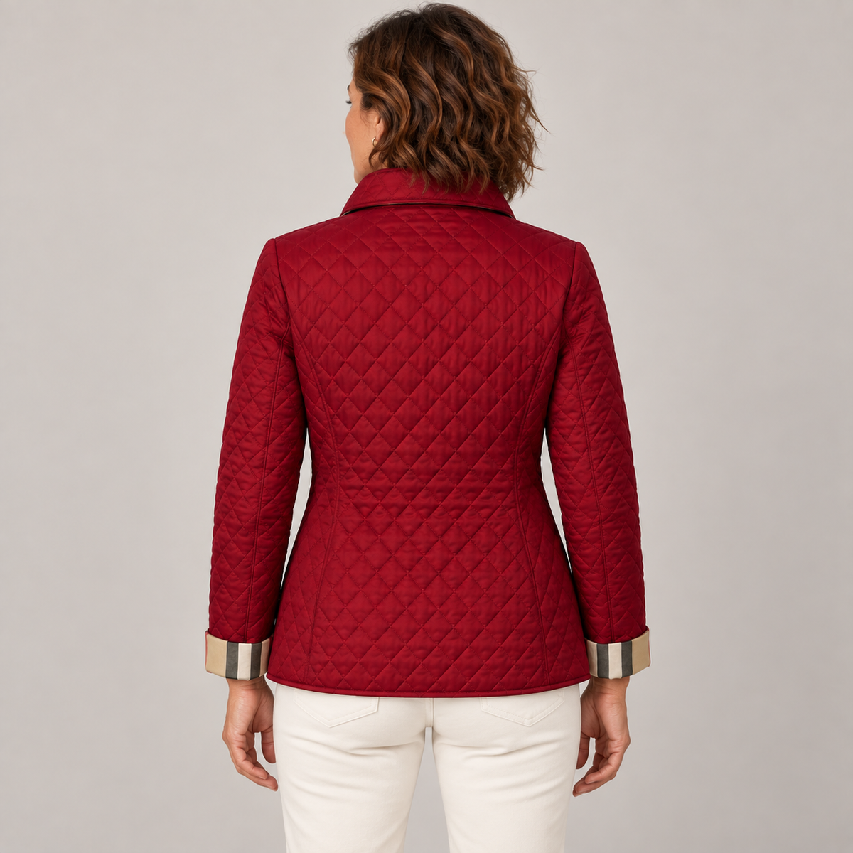 Kelley | Lightweight Quilted Jacket — Red — back view