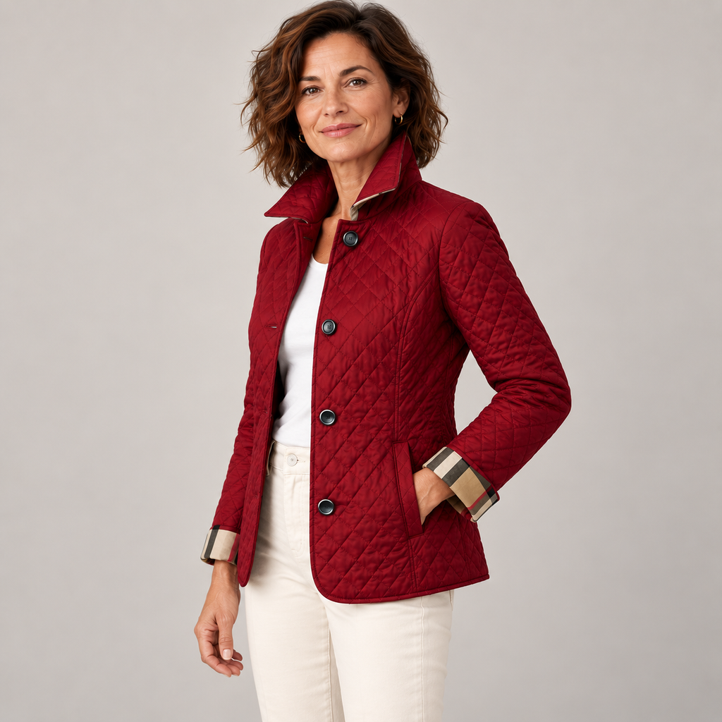 Kelley | Lightweight Quilted Jacket — Red — side view