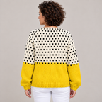 Yellow Geometric Polka Dots Print | Buttoned Cardigan Sweater — Multicolor — back view
