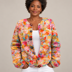 Floral Print Buttoned Casual Cardigan | Sweater — Multicolour — front view