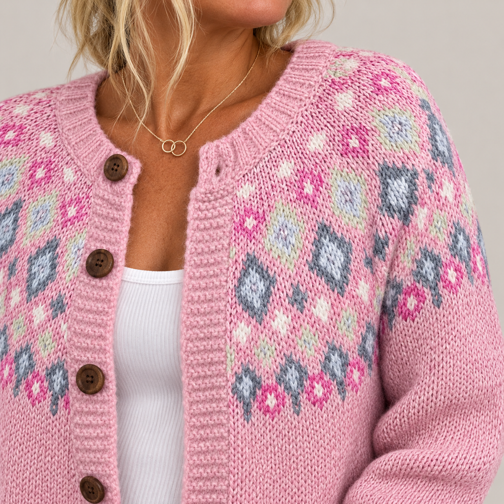 Auryziah | Comfortable Cardigan — Pink — detalhe