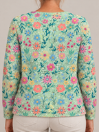 Summer Field Floral Pattern Print | Buttoned Cardigan Sweater — Multicolour — costas