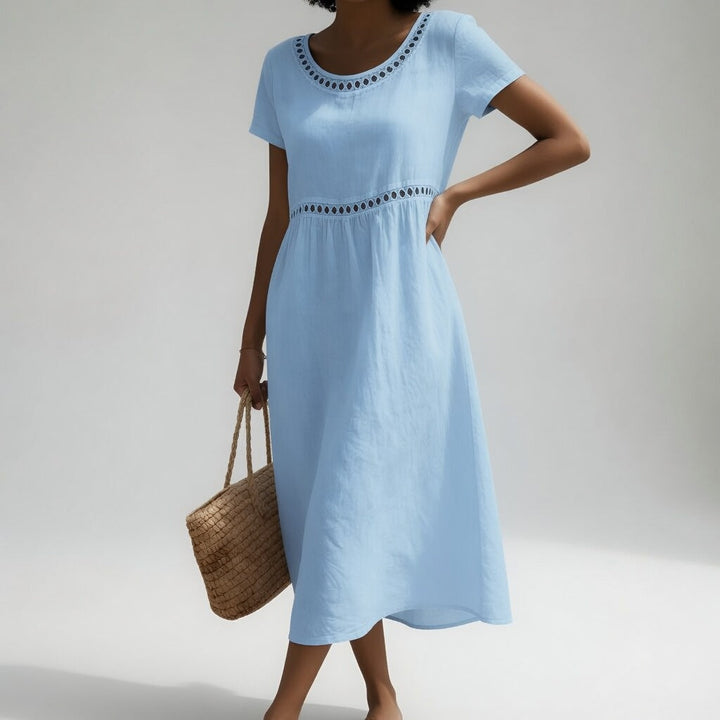 Rosalie | Embroidered Linen-Blend Dress
