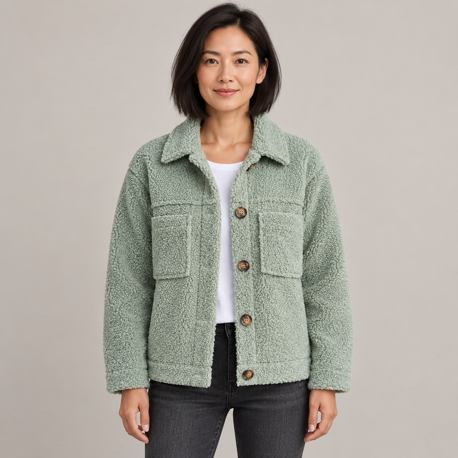 MOIRA™ - Relaxed Fit Fleece Jacket — green — front view