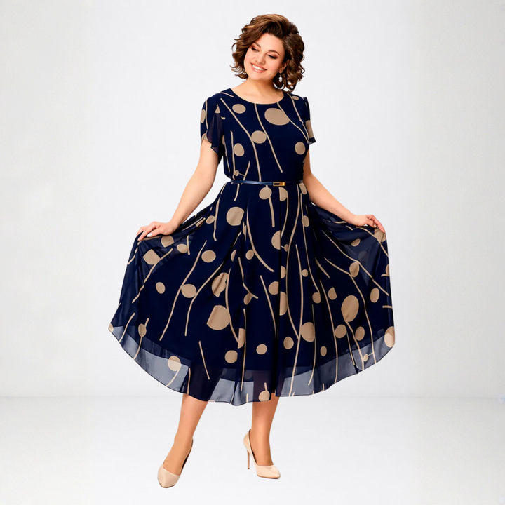 Ivy | Navy Polka Dot Midi Dress