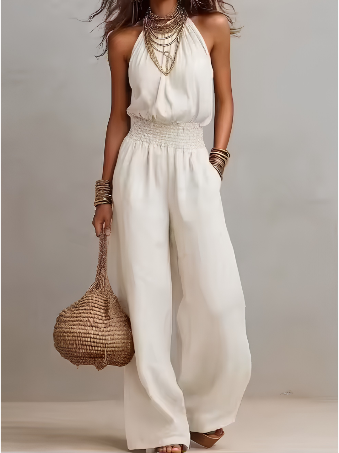 Camille | Effortless Halter Wide-Leg Jumpsuit