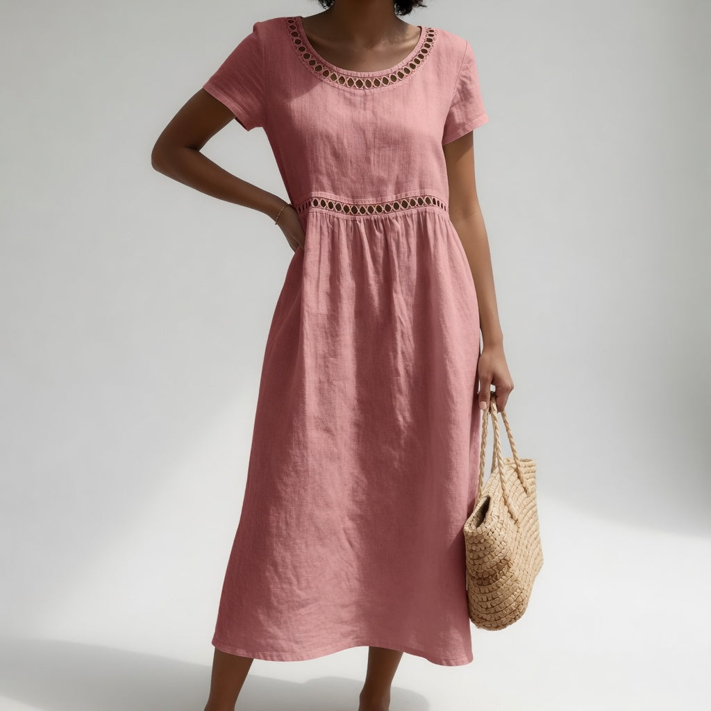 Rosalie | Embroidered Linen-Blend Dress